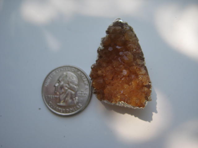 Citrine Druzy Pendant success, abundance and personal power 3931